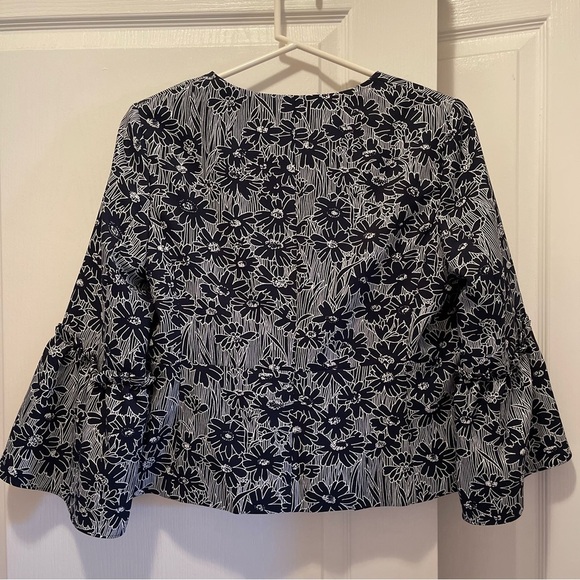 Banana Republic Navy/White Floral Jacket Blazer Size 10 - Picture 3 of 14